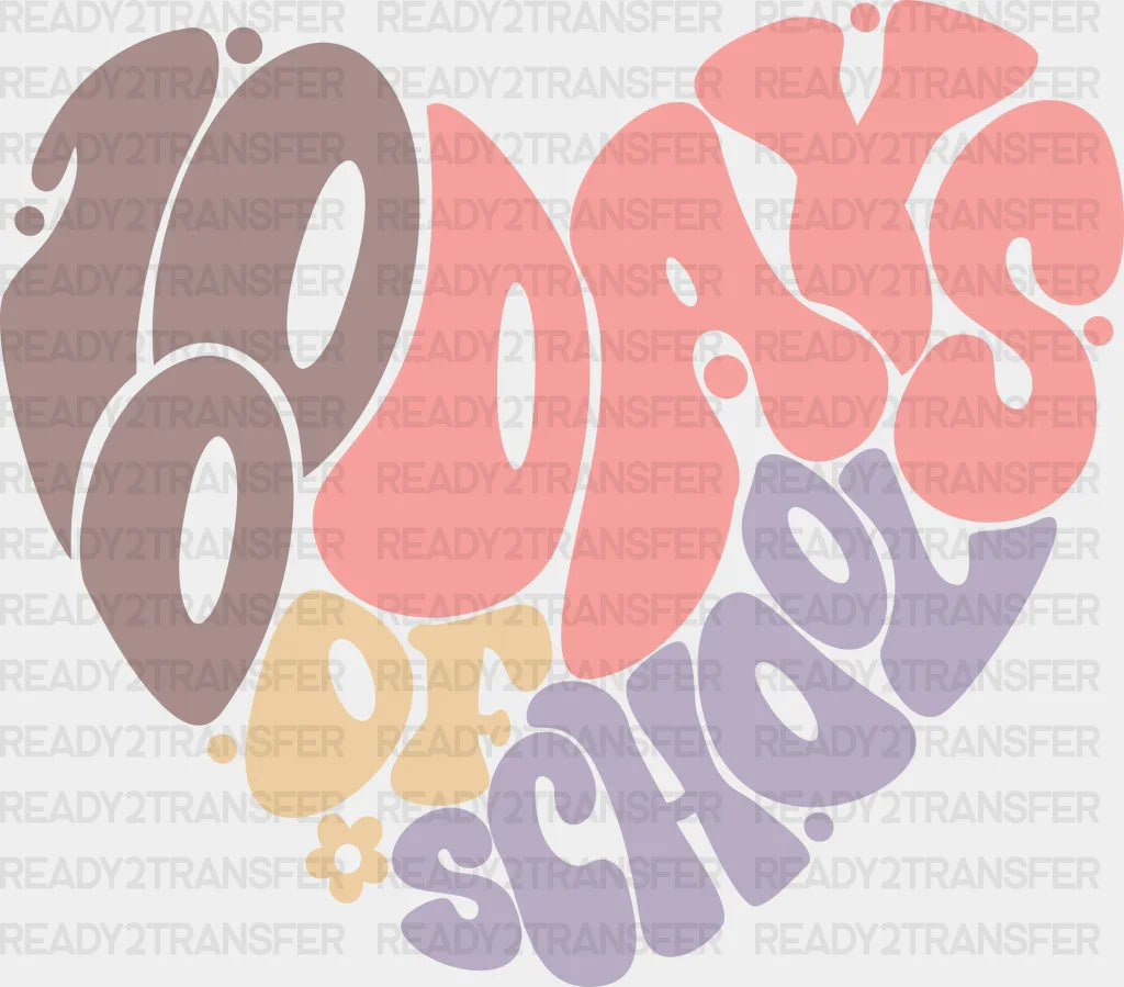 100 Days Of School Heart Dtf Transfer