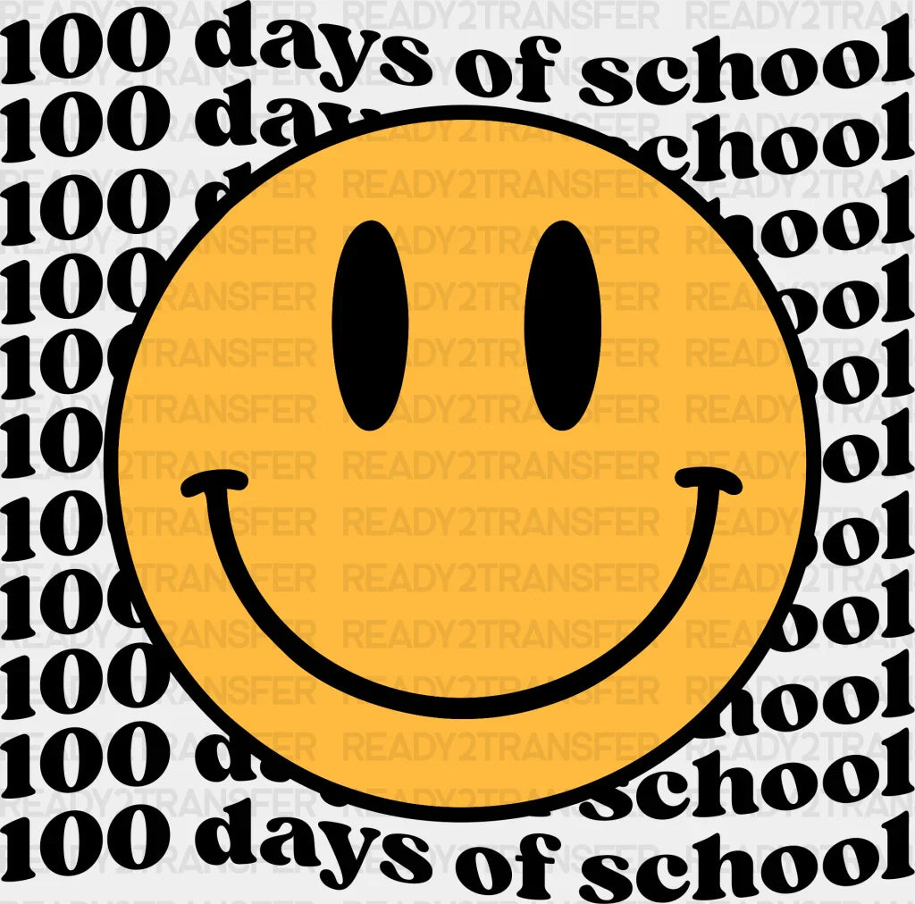 100 Days Of School Smiley Face Design Dtf Transfer