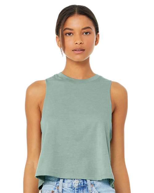 Women's Racerback Crop Tank BELLA + CANVAS Heather Dusty Blue
