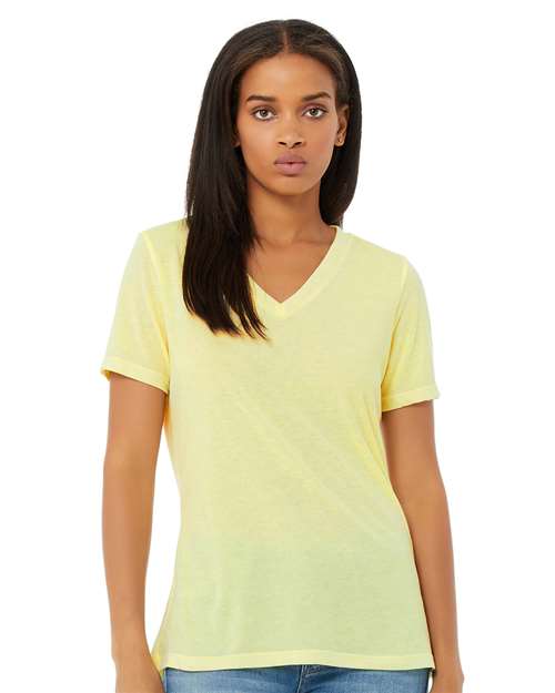Women's Relaxed Triblend V-Neck Tee BELLA + CANVAS Pale Yellow Triblend