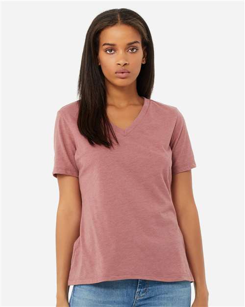 Women's Relaxed Heather CVC V-Neck Tee BELLA + CANVAS Heather Mauve