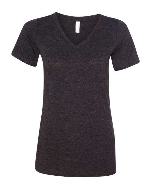 Women's Relaxed Triblend V-Neck Tee BELLA + CANVAS Charcoal Black Triblend