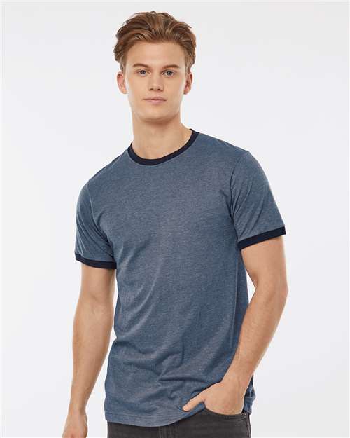 Unisex Fine Jersey Ringer T-Shirt Tultex Heather Denim Navy