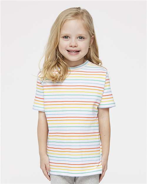 Toddler Fine Jersey Tee Rabbit Skins Rainbow Stripe