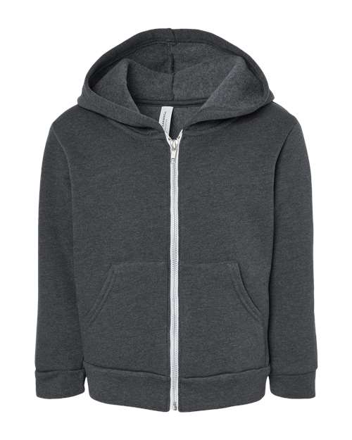 Toddler Sponge Fleece Full-Zip Hoodie Sweatshirt BELLA + CANVAS Dark Grey Heather