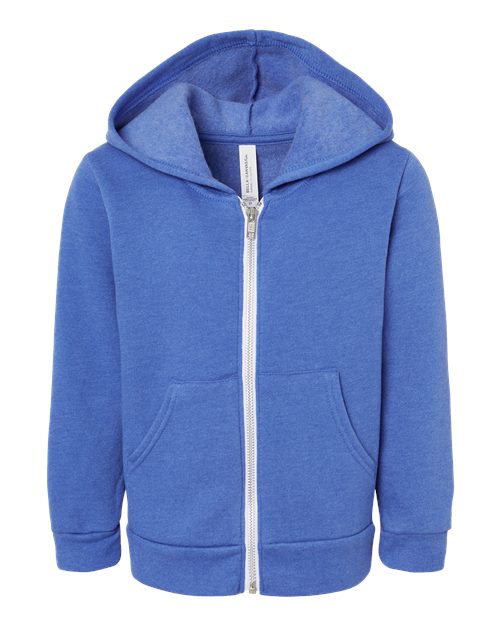Toddler Sponge Fleece Full-Zip Hoodie Sweatshirt BELLA + CANVAS Heather True Royal