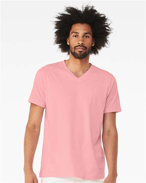 Unisex Jersey V-Neck Tee BELLA + CANVAS Pink