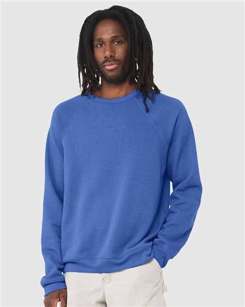 Unisex Sponge Fleece Raglan Crewneck Sweatshirt BELLA + CANVAS Heather True Royal