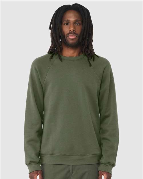 Unisex Sponge Fleece Raglan Crewneck Sweatshirt BELLA + CANVAS Military Green