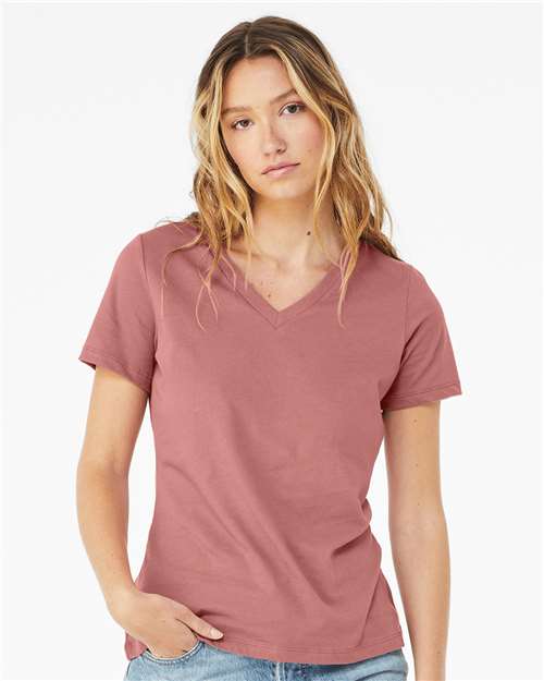 Women’s Relaxed Jersey V-Neck Tee BELLA + CANVAS Mauve