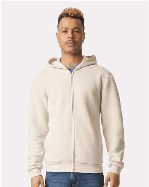 Unisex ReFlex Fleece Full-Zip Hoodie Sweatshirt American Apparel Bone