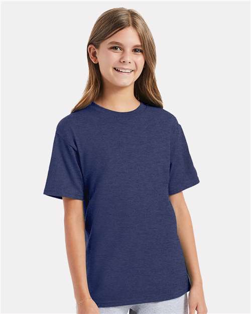 Youth Perfect-T T-Shirt Hanes Heather Navy