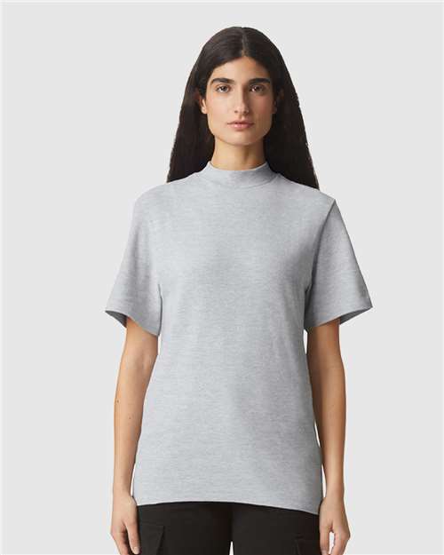 Unisex Pique Mock Neck Tee