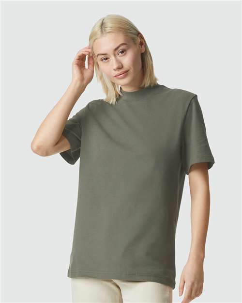 Unisex Pique Mock Neck Tee