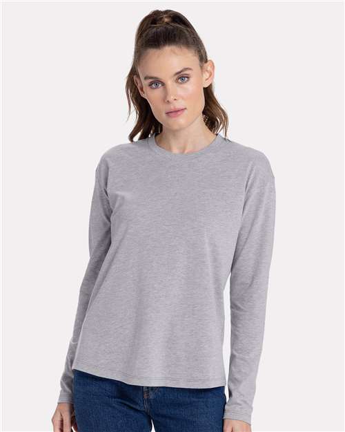 Women's Cotton Relaxed Long Sleeve T-Shirt Next Level Heather Grey