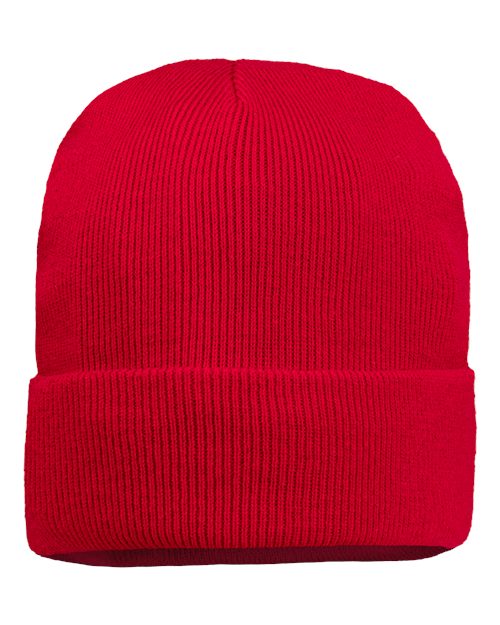 12" Jersey Lined Cuffed Beanie Sportsman Red One Size