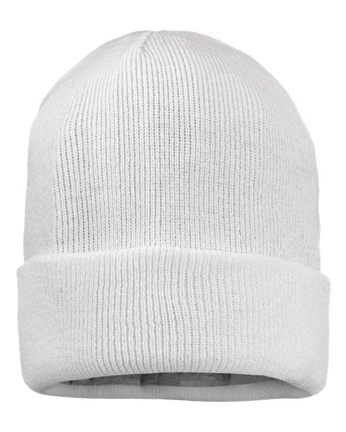 12" Jersey Lined Cuffed Beanie Sportsman White One Size