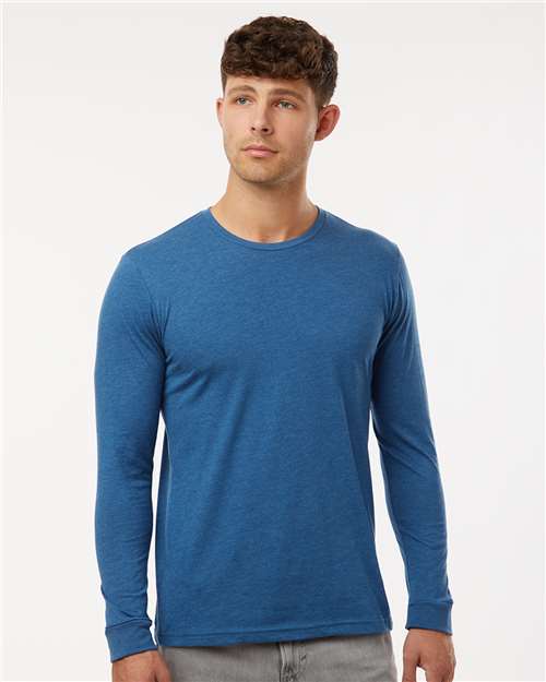 Unisex CVC Long Sleeve T-Shirt Next Level Heather Cool Blue