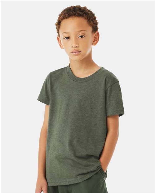 Youth CVC Jersey Tee BELLA + CANVAS Heather Military Green