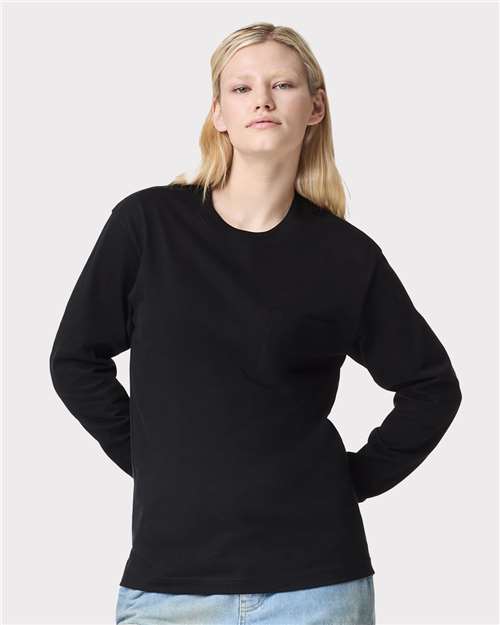 Unisex Super Heavyweight Long Sleeve Pocket Tee American Apparel Black