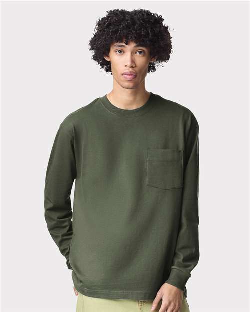 Unisex Super Heavyweight Long Sleeve Pocket Tee American Apparel Lieutenant