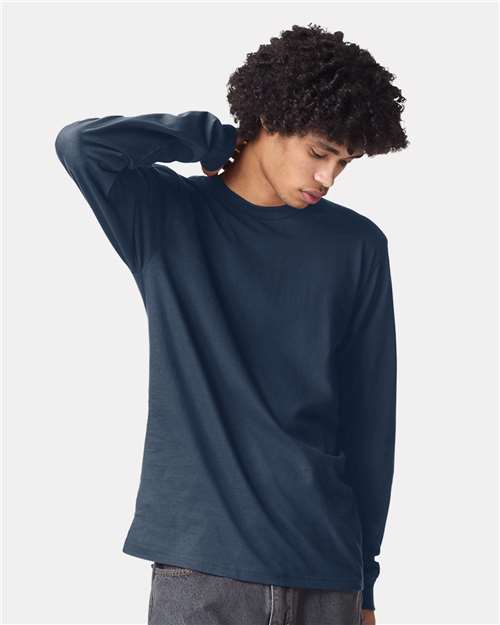 Unisex Fine Jersey Long Sleeve Tee American Apparel Sea Blue