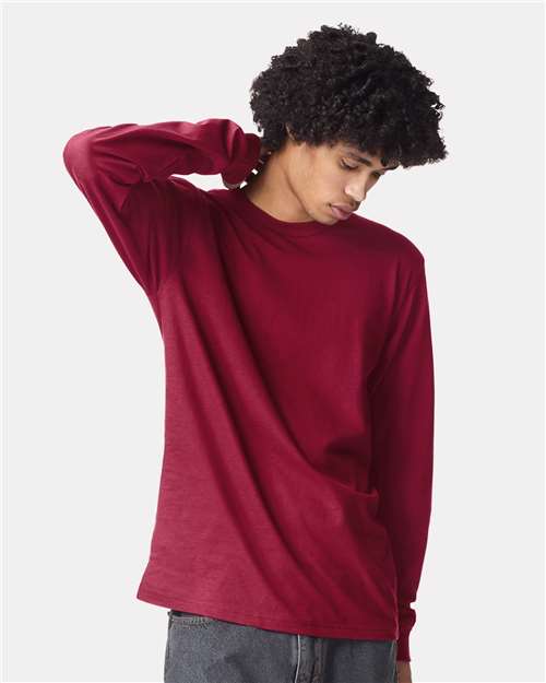 Unisex Fine Jersey Long Sleeve Tee American Apparel Cranberry