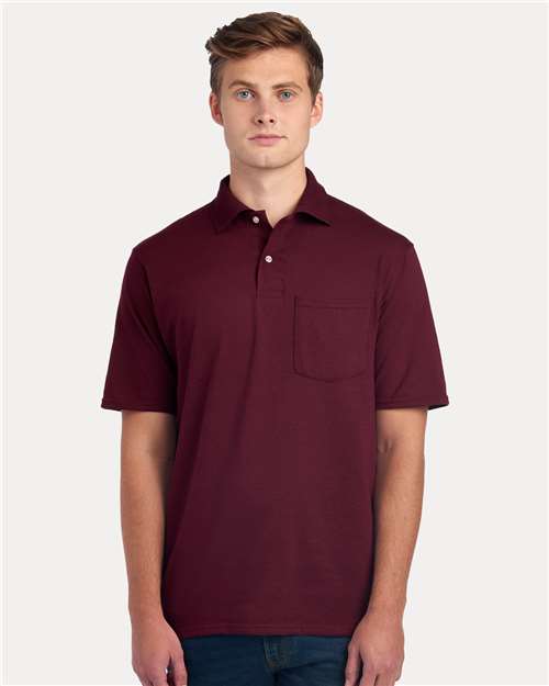Men's Dri-Power® Polo with Pocket JERZEES Maroon