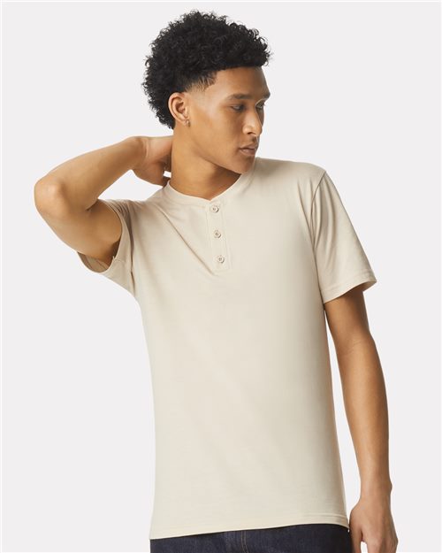 Unisex CVC Henley Tee American Apparel