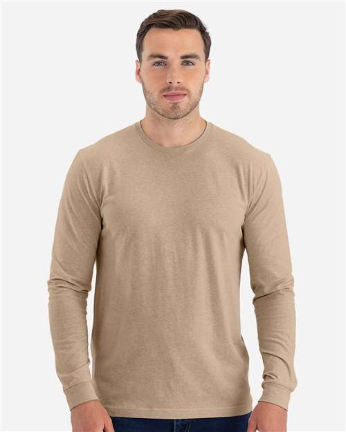 Unisex CVC Long Sleeve T-Shirt Next Level Heather Tan