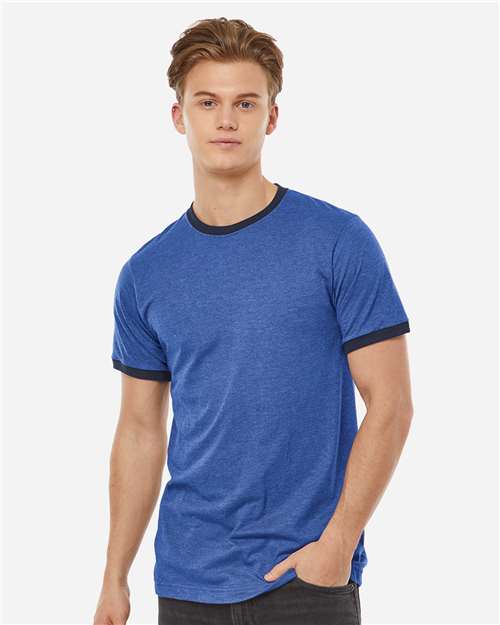 Unisex Fine Jersey Ringer T-Shirt Tultex Heather Royal Navy