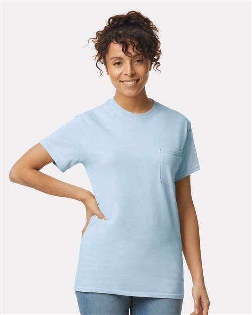 Unisex Ultra Cotton® Pocket T-Shirt Gildan Light Blue