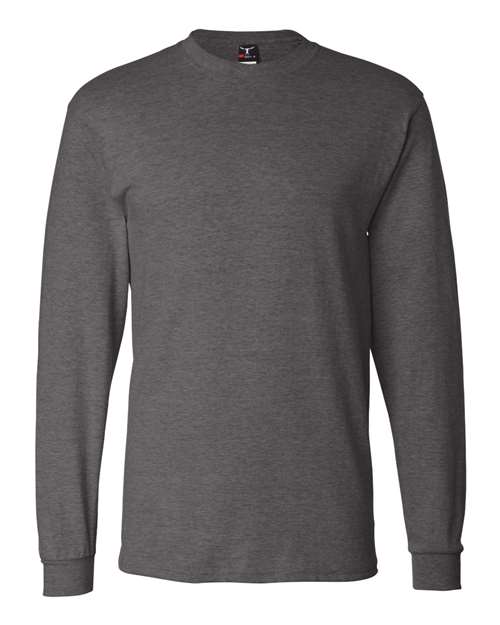 Unisex Beefy-T® Long Sleeve T-Shirt Hanes Charcoal Heather
