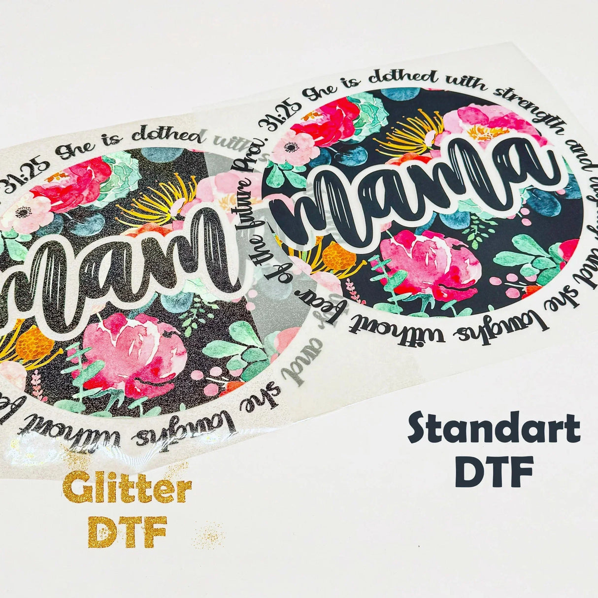 Glitter DTF Transfers by Size