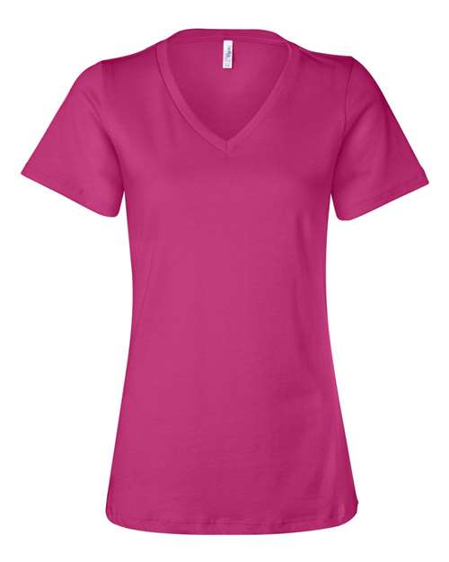 Women’s Relaxed Jersey V-Neck Tee BELLA + CANVAS Berry