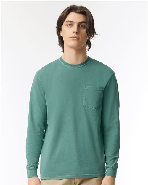 Unisex Garment-Dyed Heavyweight Long Sleeve Pocket T-Shirt Comfort Colors