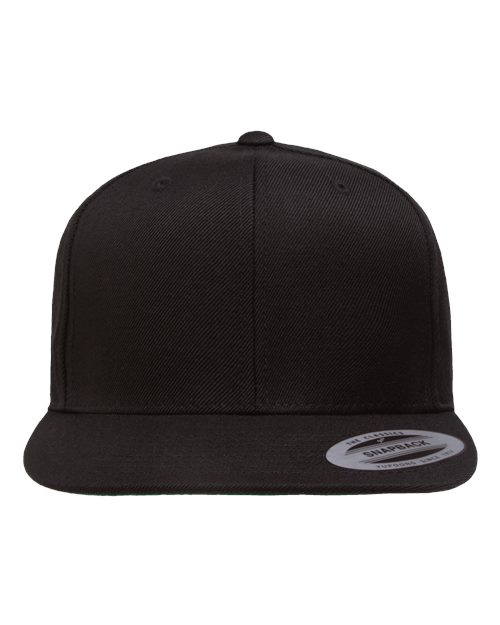 Premium Flat Bill Snapback Cap YP Classics Black Adjustable