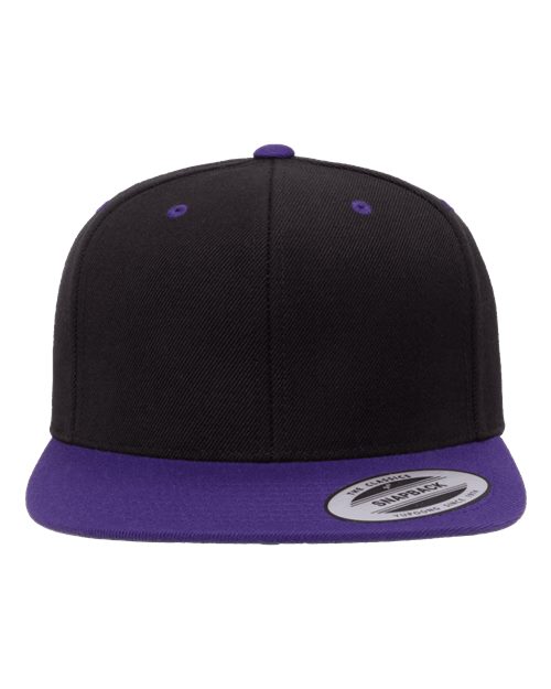 Premium Flat Bill Snapback Cap YP Classics Black Purple Adjustable
