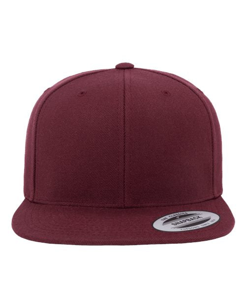 Premium Flat Bill Snapback Cap YP Classics Maroon Adjustable