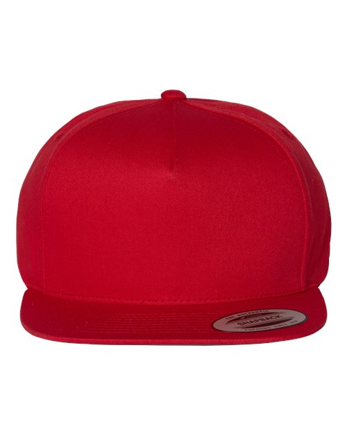 Five-Panel Cotton Twill Snapback Cap YP Classics Red Adjustable