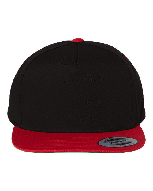 Five-Panel Cotton Twill Snapback Cap YP Classics Black Red Adjustable