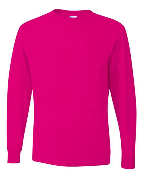 Unisex Dri-Power® Long Sleeve 50/50 T-Shirt JERZEES Cyber Pink