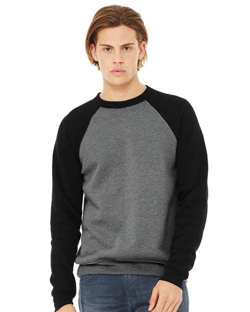 Unisex Sponge Fleece Raglan Crewneck Sweatshirt BELLA + CANVAS Deep Heather Black S