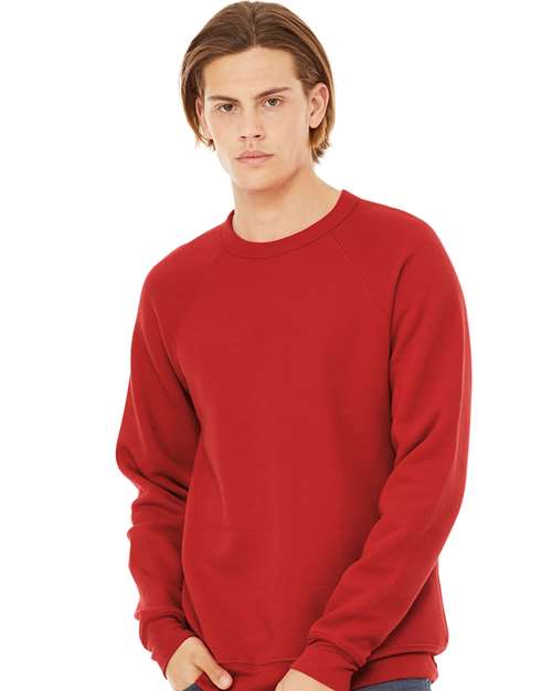 Unisex Sponge Fleece Raglan Crewneck Sweatshirt BELLA + CANVAS Red XS