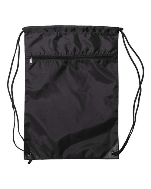 Zippered Drawstring Backpack Liberty Bags Black One Size