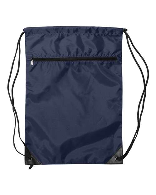 Zippered Drawstring Backpack Liberty Bags Navy One Size