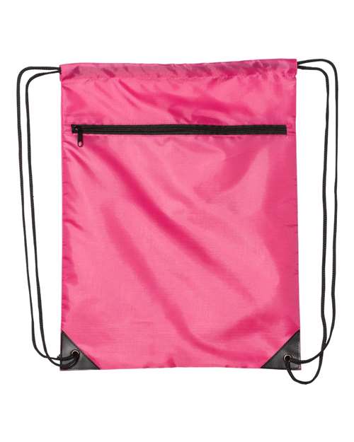 Zippered Drawstring Backpack Liberty Bags Hot Pink One Size