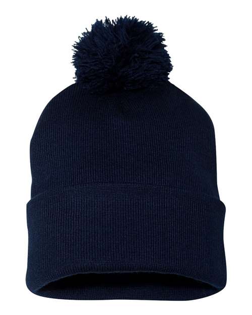 12" Pom-Pom Cuffed Beanie Sportsman Navy One Size