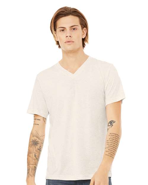 Unisex Triblend V-Neck Tee BELLA + CANVAS Oatmeal Triblend
