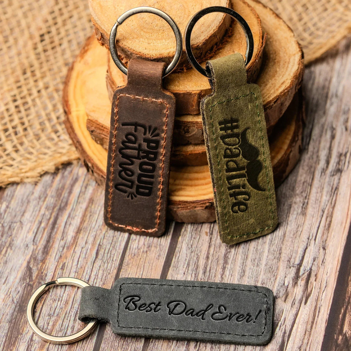 Custom Engraved Leather Keychain – Rectangle